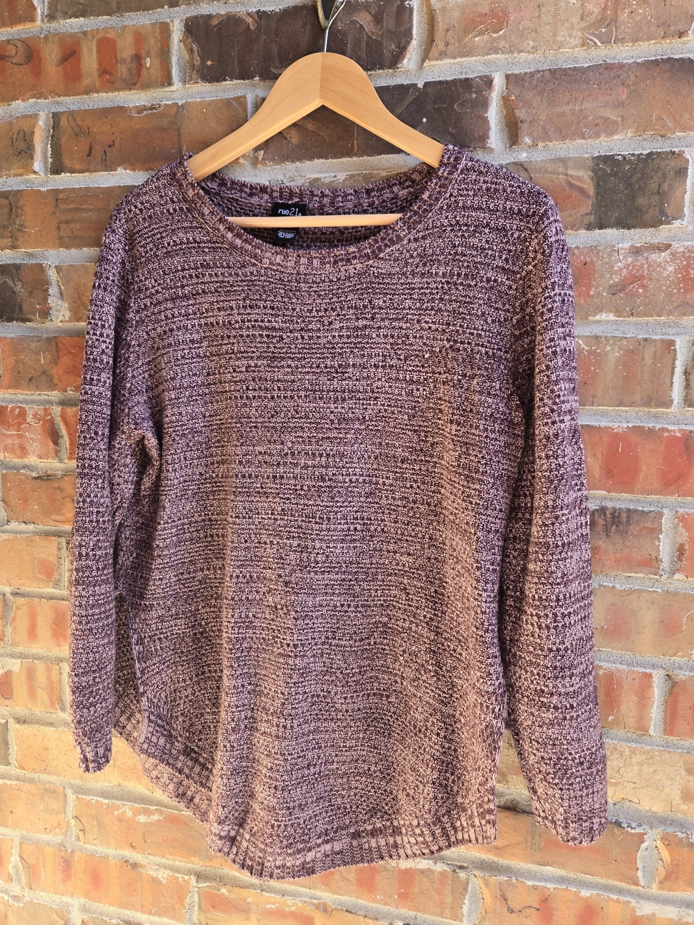 Rue21 Mauve Marled Crewneck Sweater Cozy Comfy Easy Layering Casual